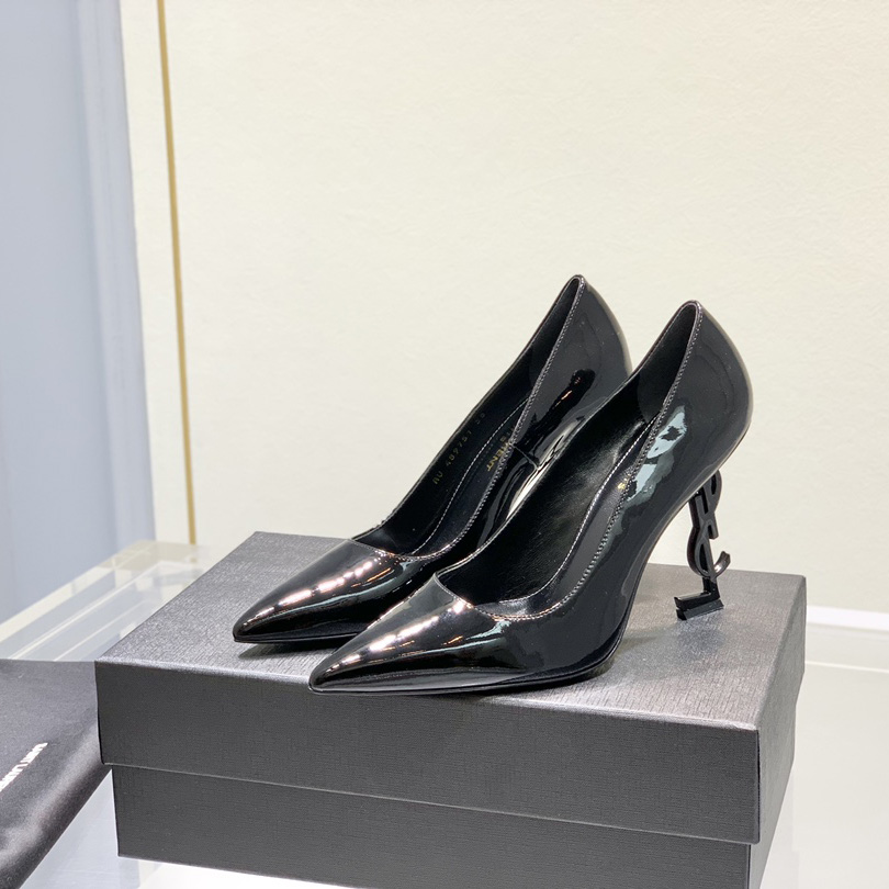 Saint Laurent Logo-heel Leather Pumps - EUR FASHION