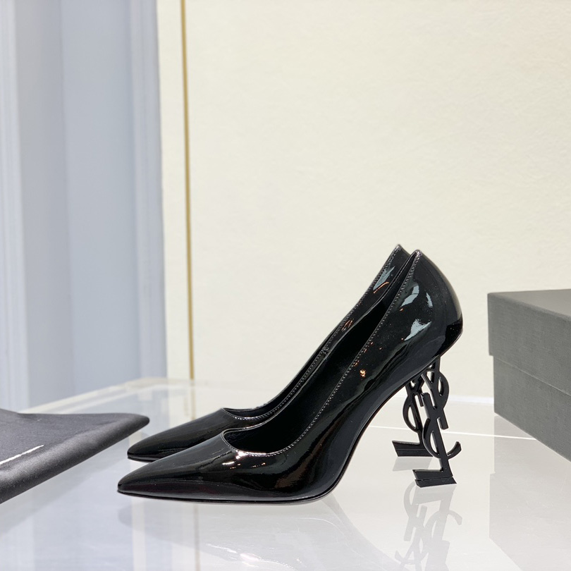 Saint Laurent Logo-heel Leather Pumps - EUR FASHION