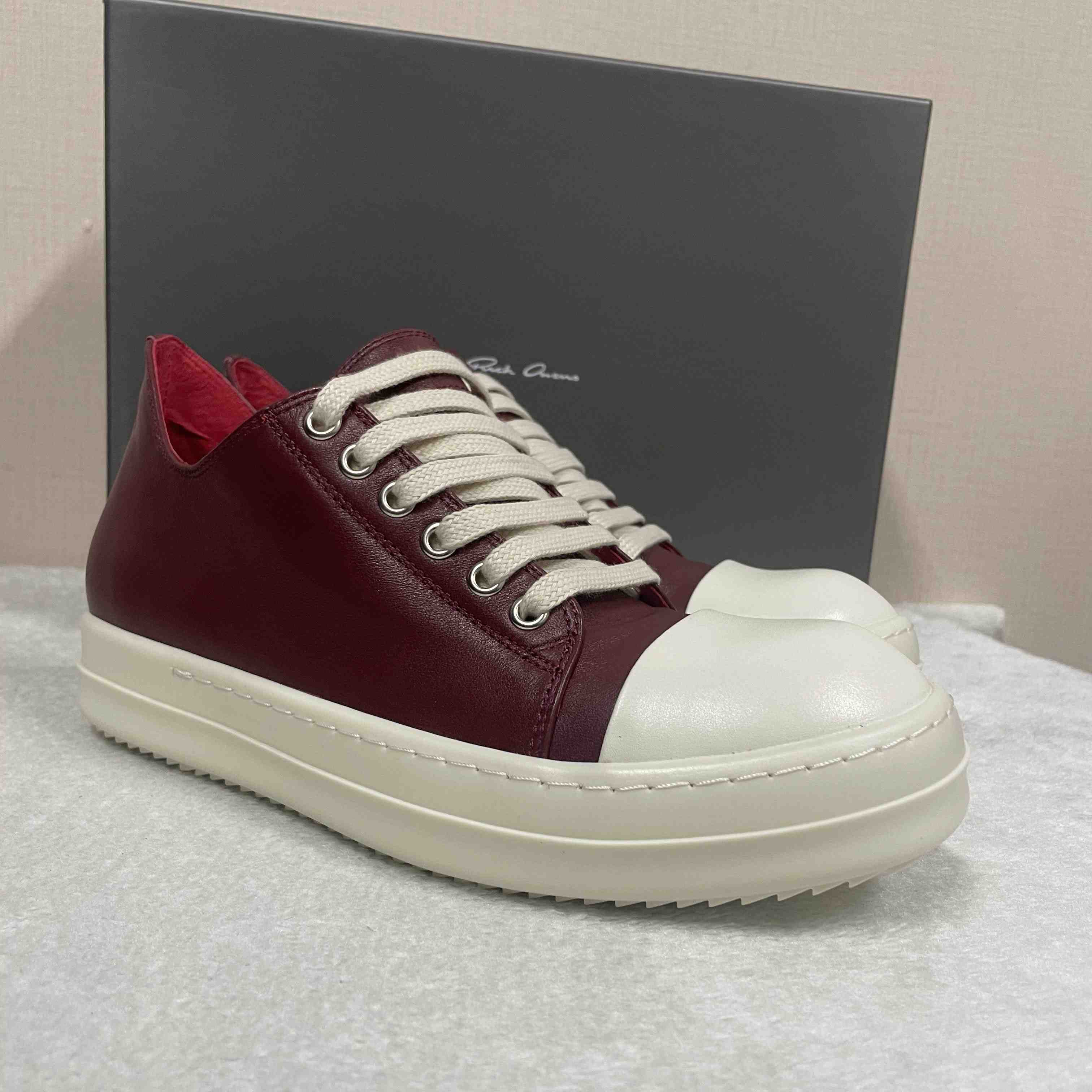 Rick Owens Low-Top Leather Sneakers - EUR FASHION