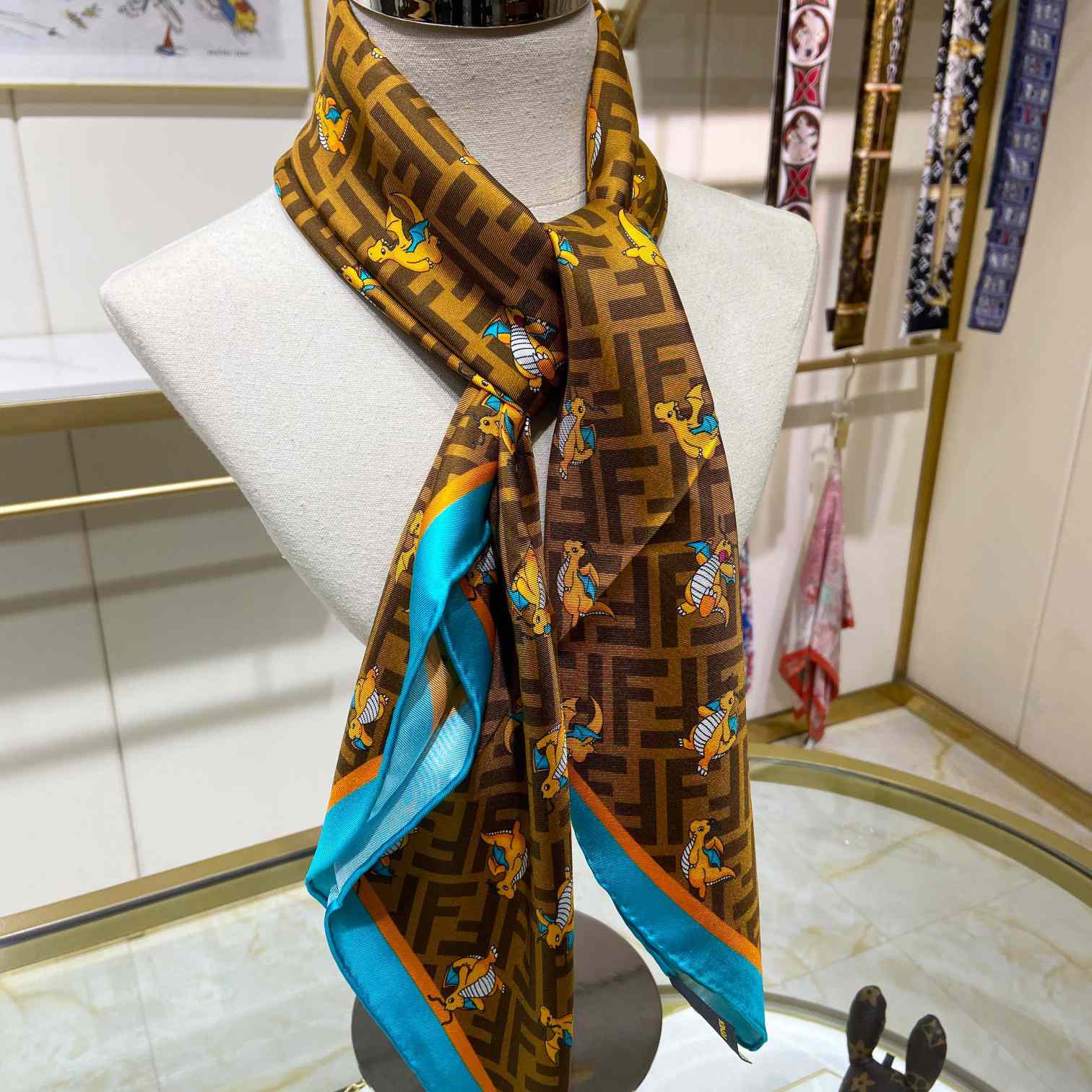 Fendi x FRGMT x Pokemon Silk Foulard   90*90cm - EUR FASHION