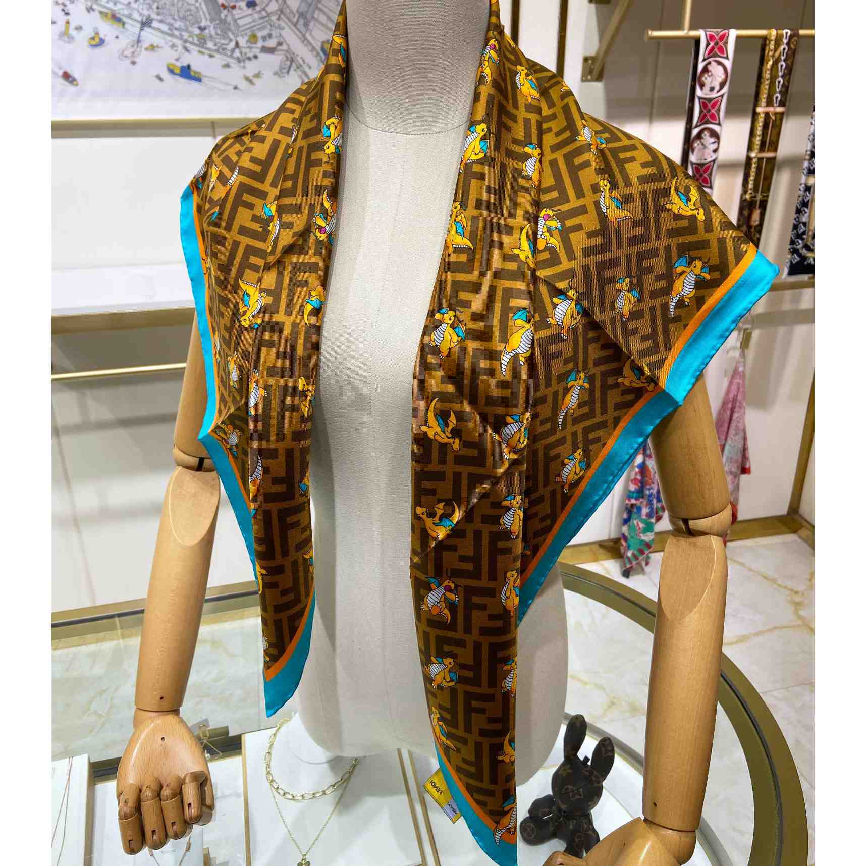 Fendi x FRGMT x Pokemon Silk Foulard   90*90cm - EUR FASHION