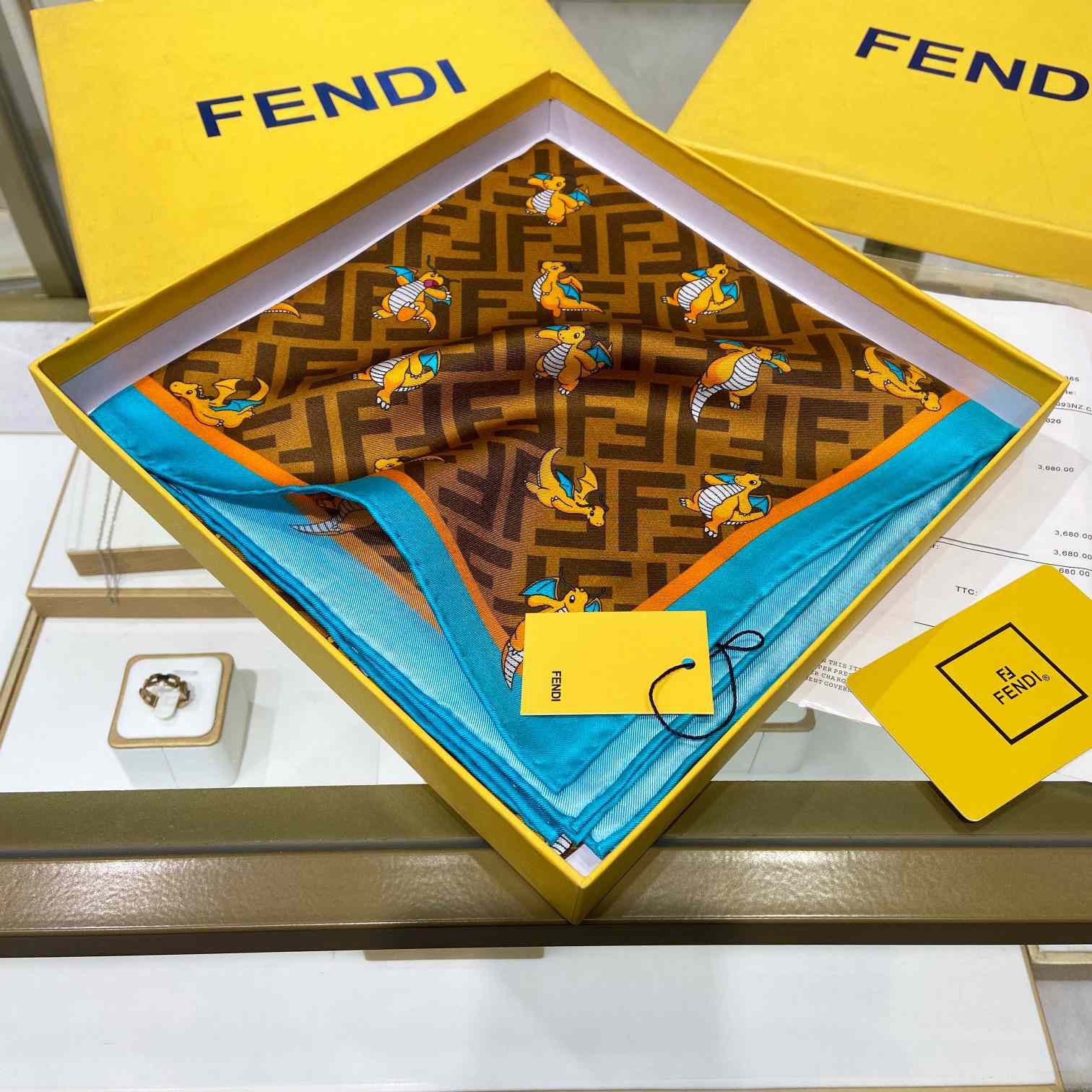 Fendi x FRGMT x Pokemon Silk Foulard   90*90cm - EUR FASHION