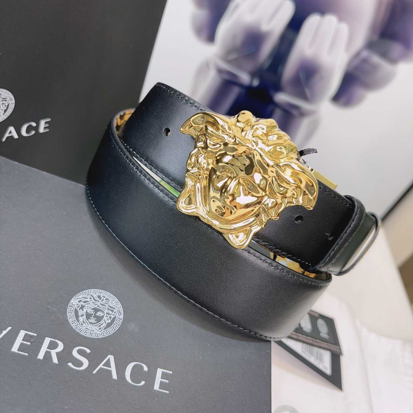 Versace La Medusa Logo-buckle Barocco-print Belt   40mm - EUR FASHION