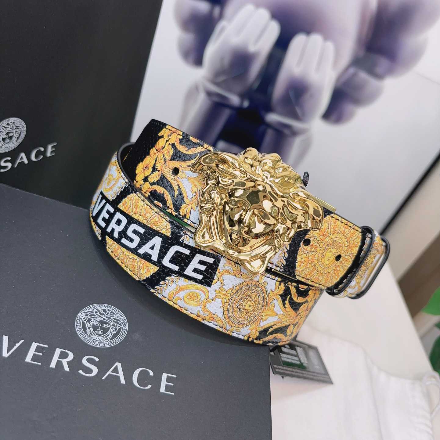 Versace La Medusa Logo-buckle Barocco-print Belt   40mm - EUR FASHION