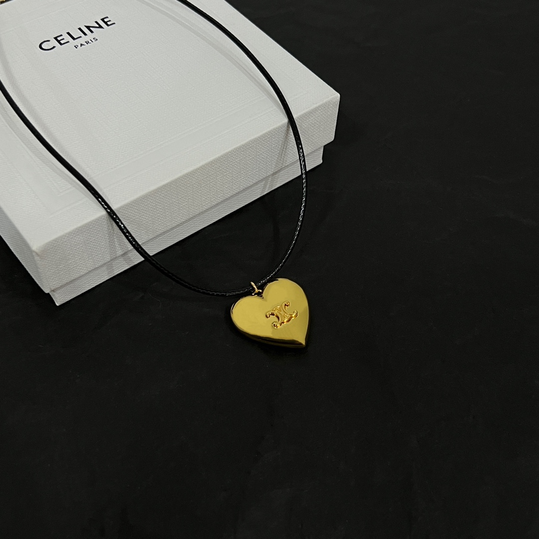Celine CŒUR Triomphe Necklace In Brass With Gold Finish And Cotton - EUR FASHION