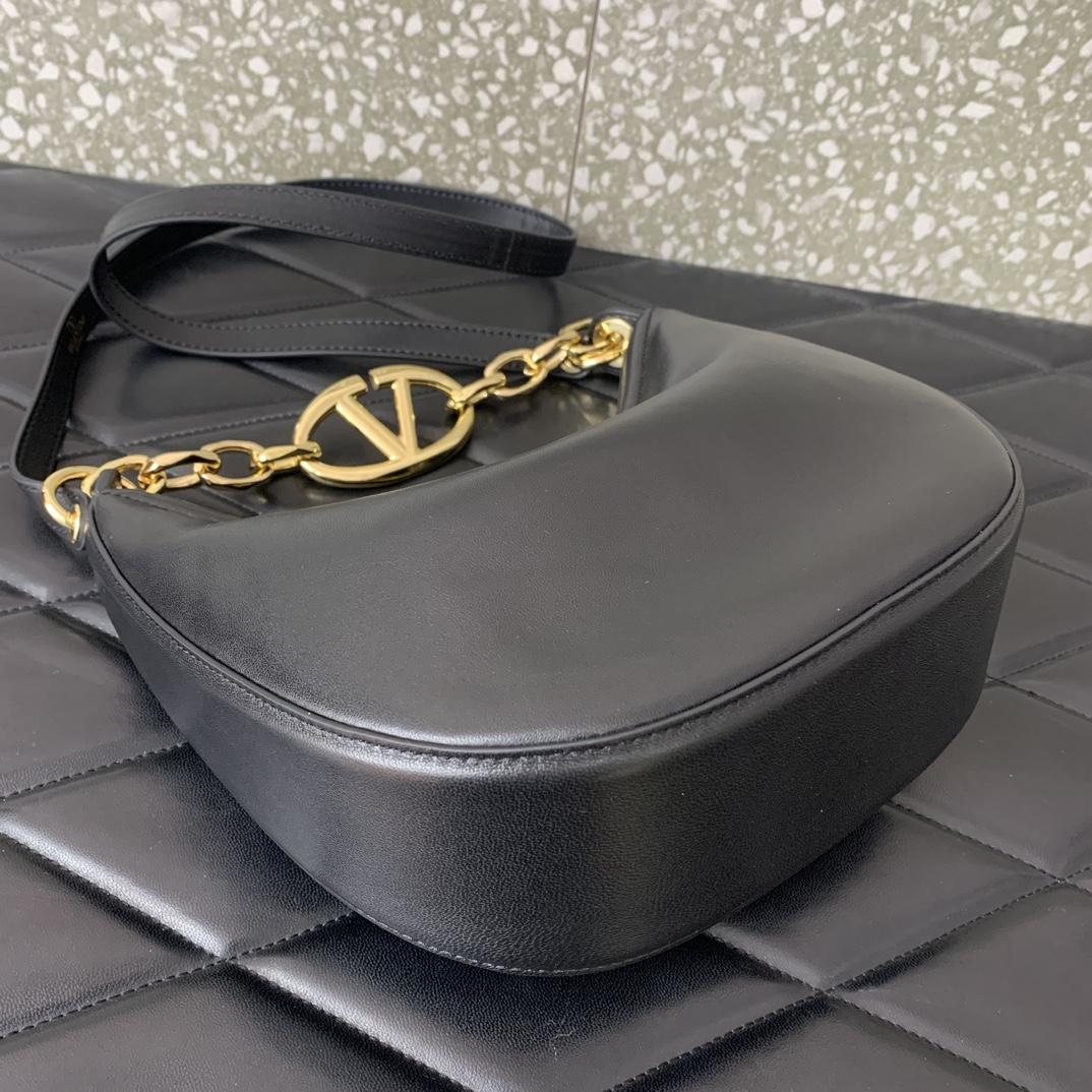 Valenti VLogo Moon Mini Hobo Bag In Nappa Leather With Chain - EUR FASHION