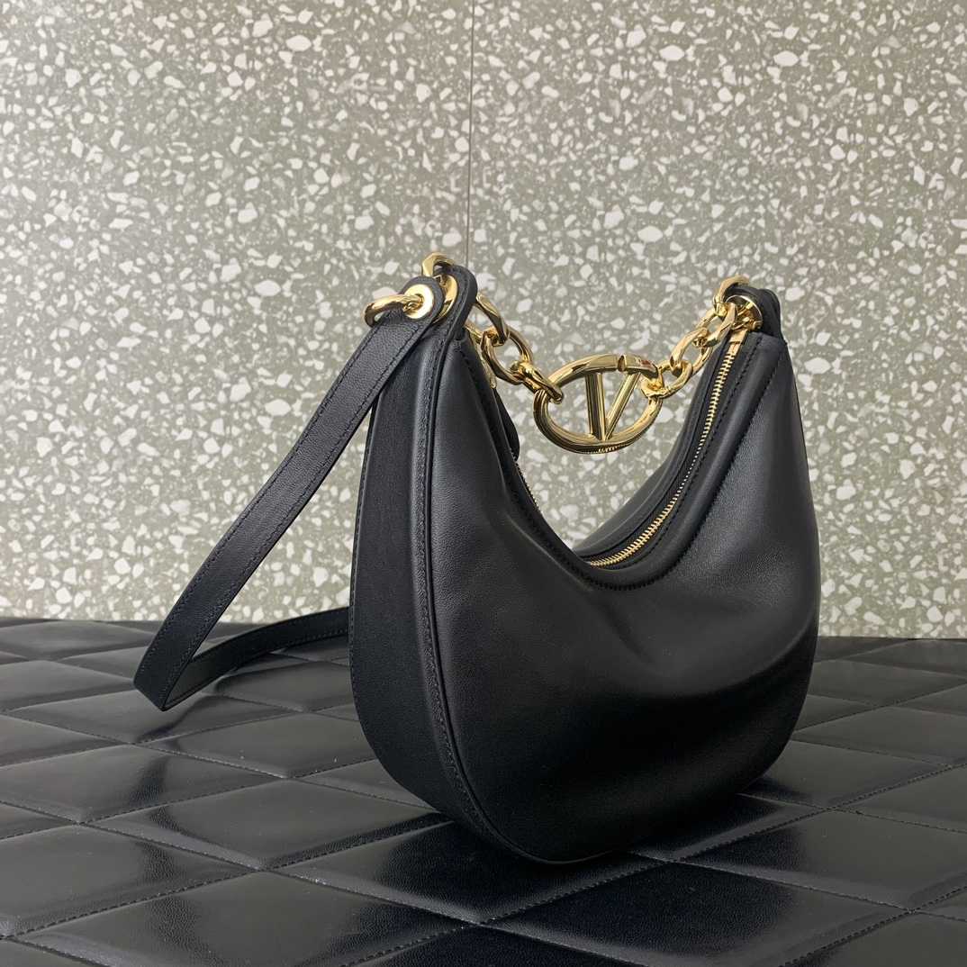 Valenti VLogo Moon Mini Hobo Bag In Nappa Leather With Chain - EUR FASHION