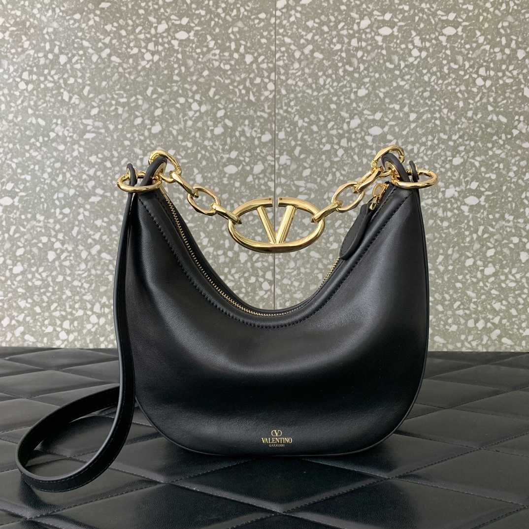 Valenti VLogo Moon Mini Hobo Bag In Nappa Leather With Chain - EUR FASHION