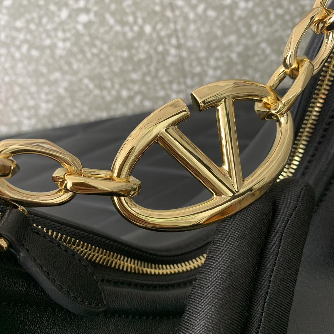 Valenti VLogo Moon Mini Hobo Bag In Nappa Leather With Chain - EUR FASHION