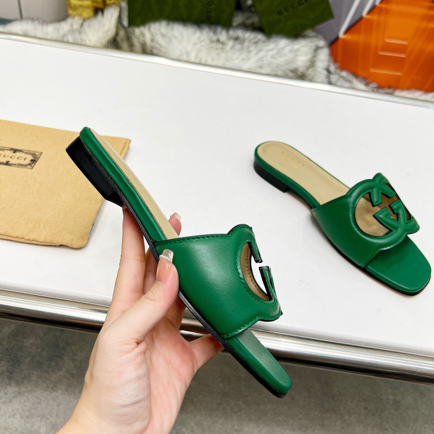 Gucci Women's Interlocking G Cut-out Slide Sandal - EUR FASHION