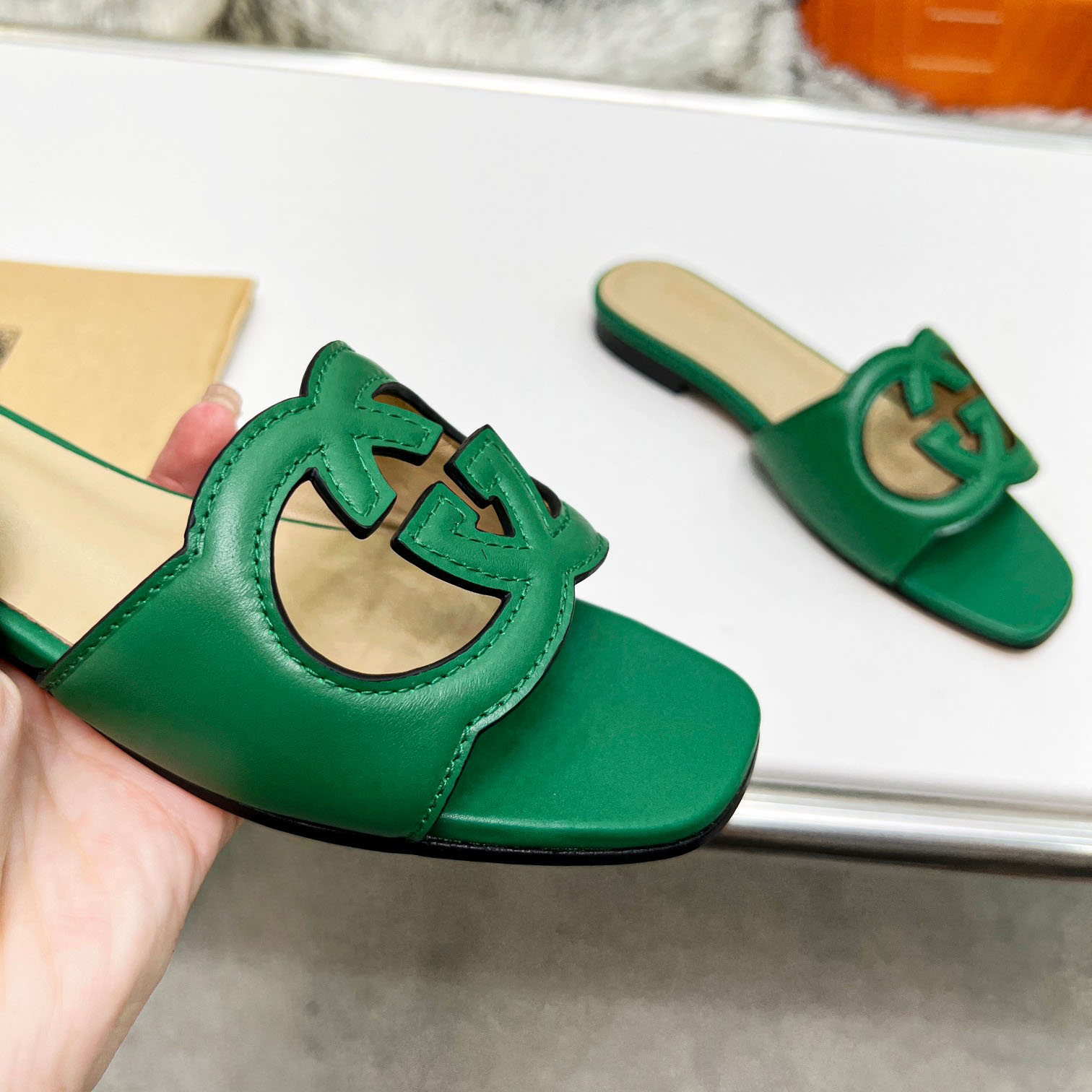 Gucci Women's Interlocking G Cut-out Slide Sandal - EUR FASHION