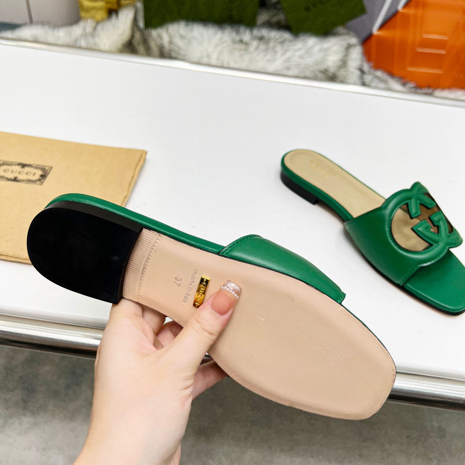Gucci Women's Interlocking G Cut-out Slide Sandal - EUR FASHION