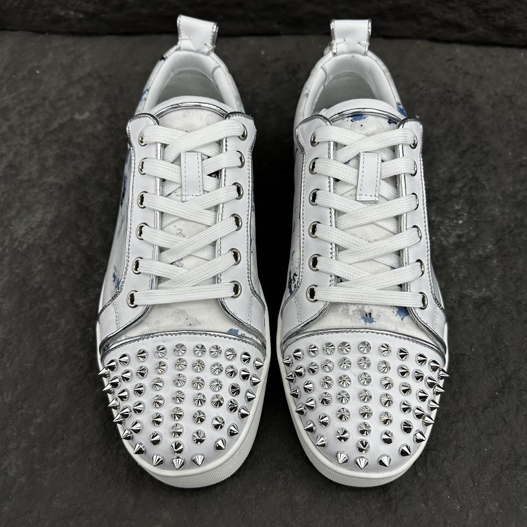 Christian Louboutin Louis Junior Spikes Leather Sneakers - EUR FASHION