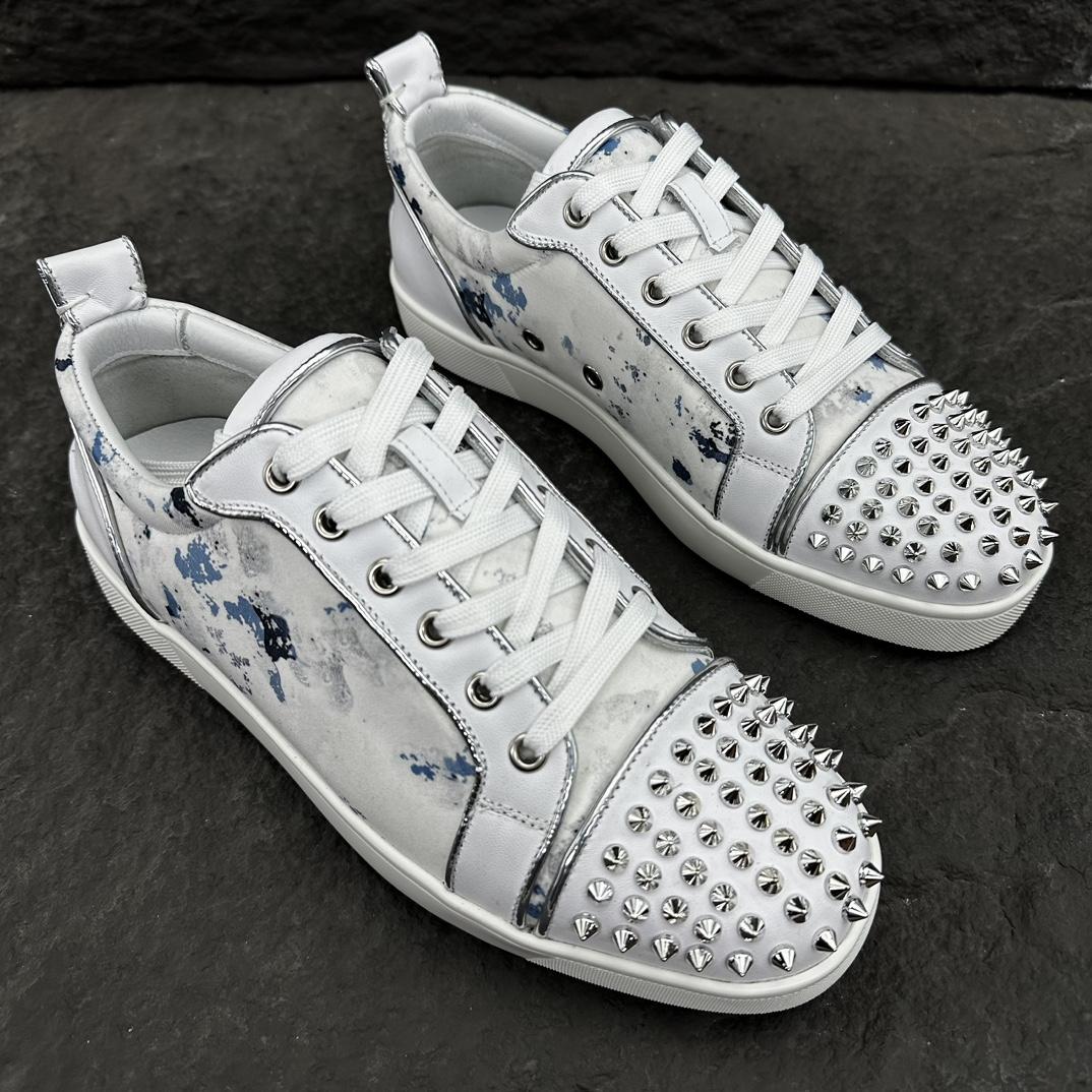 Christian Louboutin Louis Junior Spikes Leather Sneakers - EUR FASHION