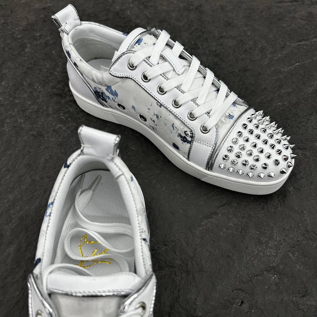Christian Louboutin Louis Junior Spikes Leather Sneakers - EUR FASHION