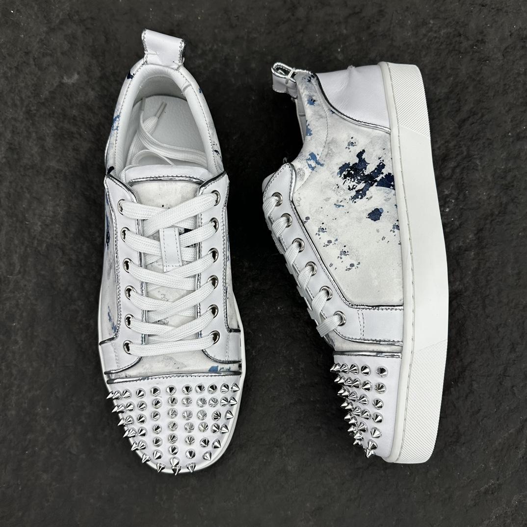 Christian Louboutin Louis Junior Spikes Leather Sneakers - EUR FASHION