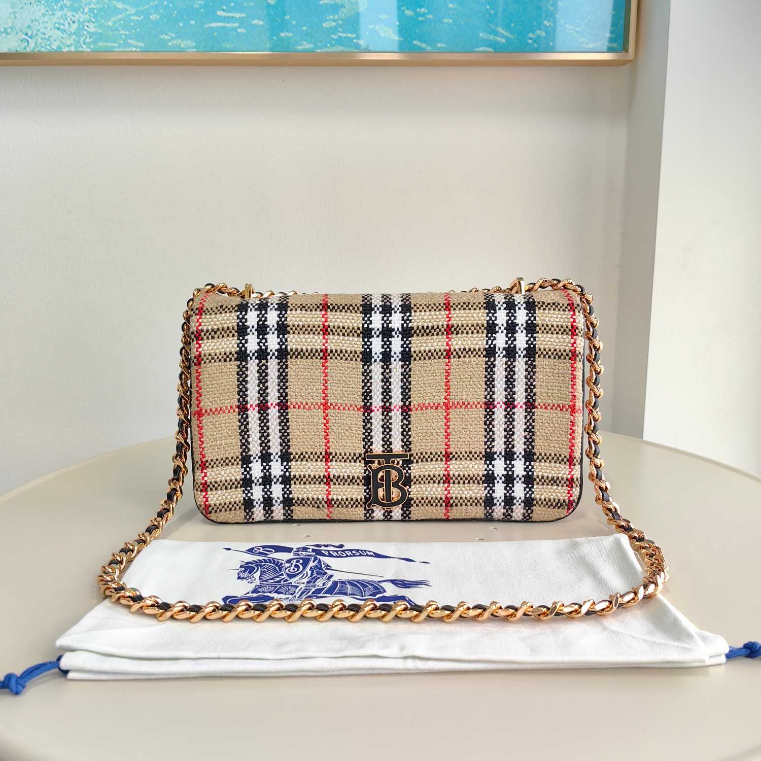 Burberry Lola Vintage-check Bouclé Shoulder Bag (28 x 6.5 x 17cm) - EUR FASHION