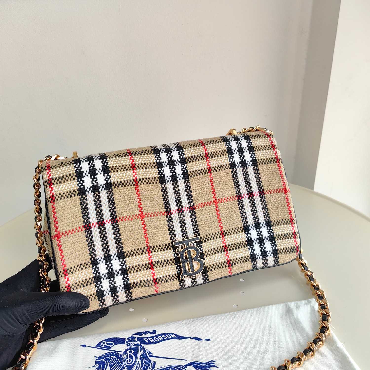 Burberry Lola Vintage-check Bouclé Shoulder Bag (28 x 6.5 x 17cm) - EUR FASHION