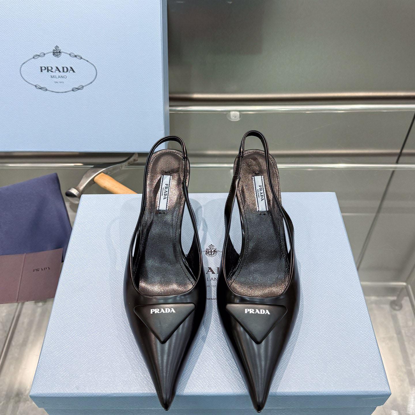 Prada Brushed Leather Slingback Pumps - EUR FASHION