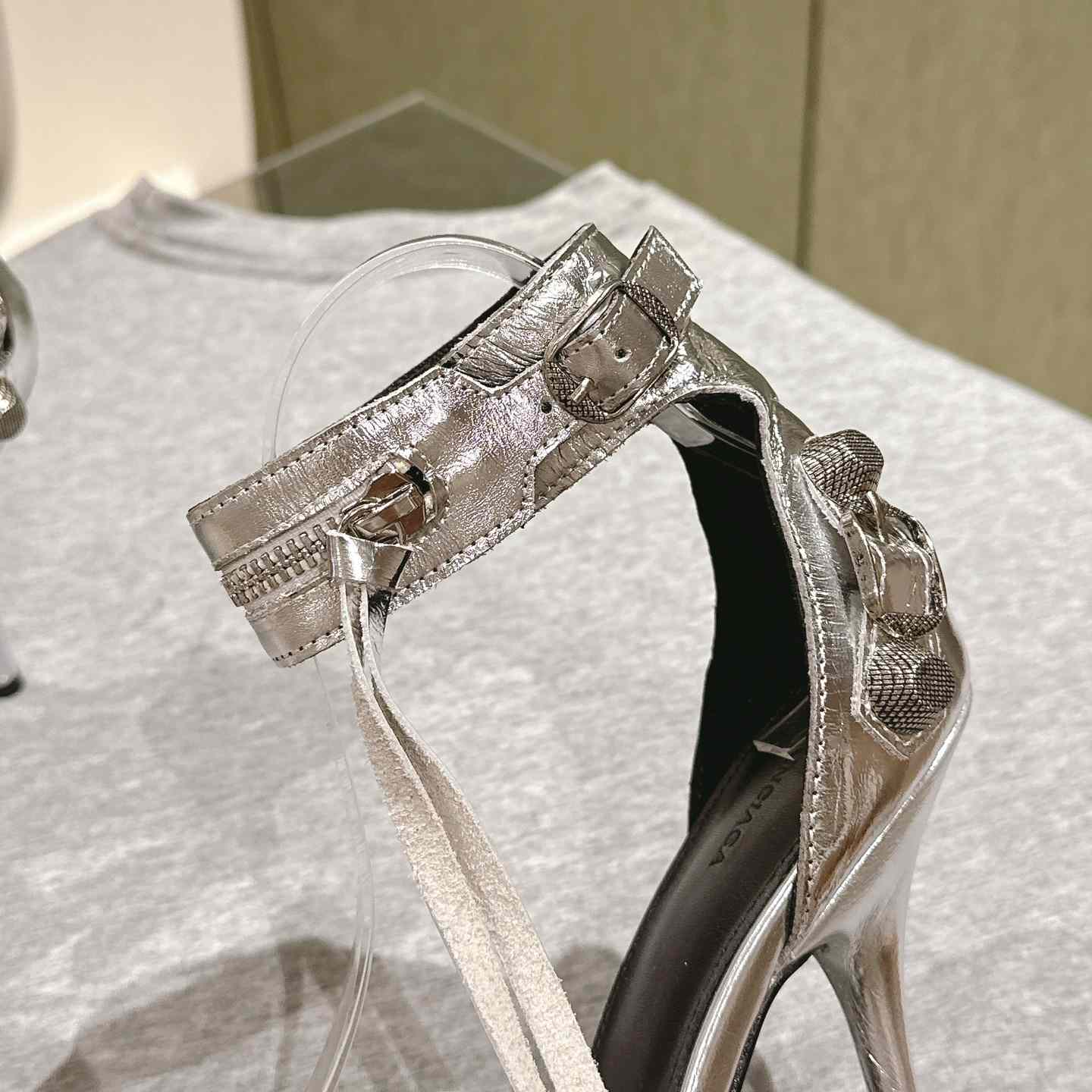 Balenciaga Cagole 110mm Metallic-finish Sandals - EUR FASHION