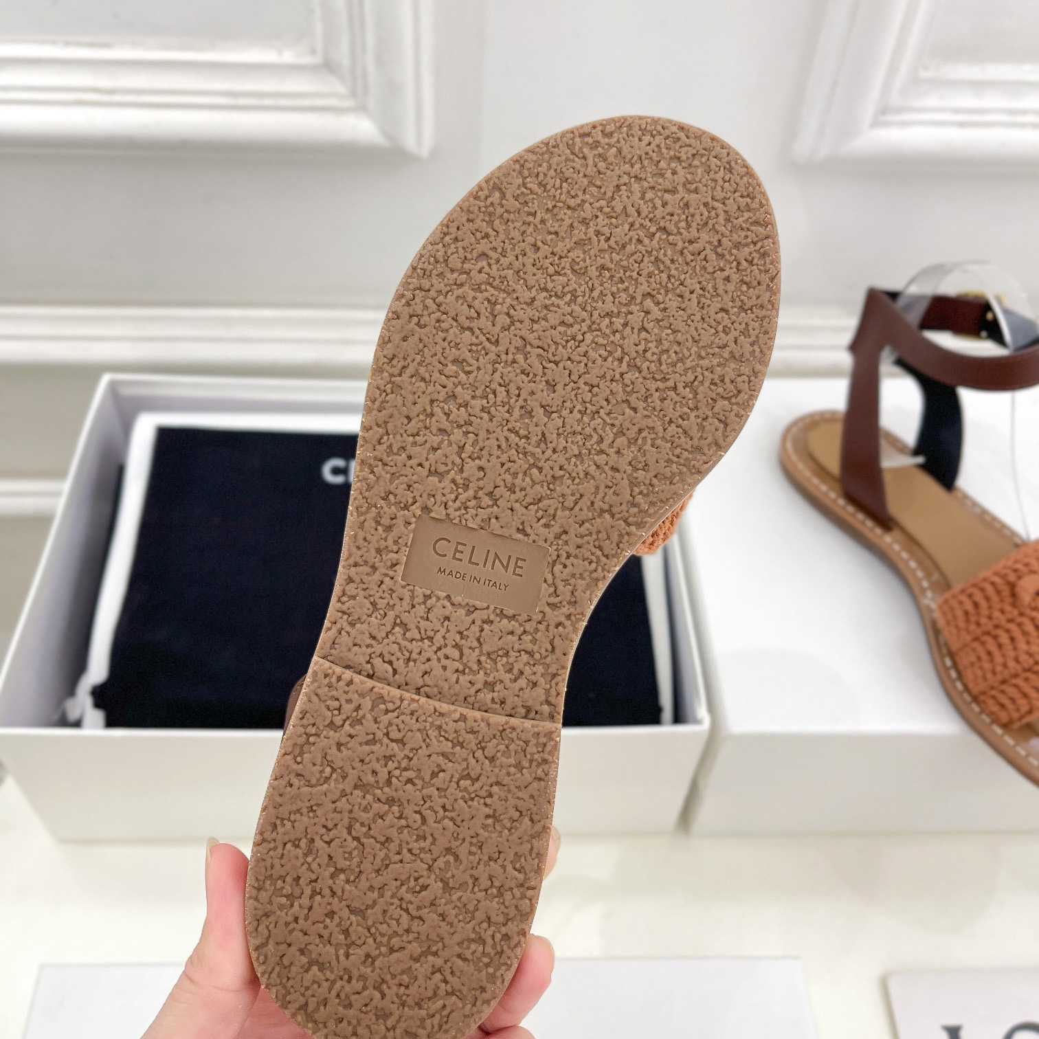 Celine Lympia Sandal In Triomphe Maccrame Cotton & Calfskin - EUR FASHION
