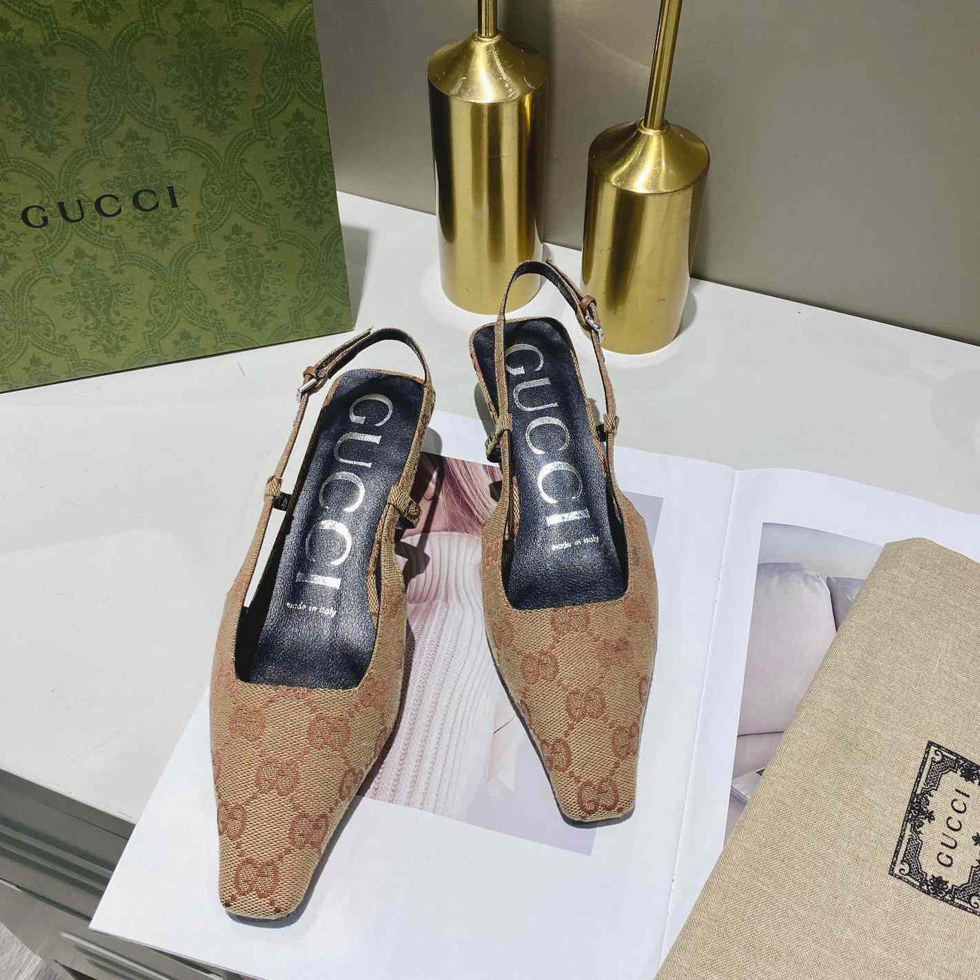 Gucci Women's GG Slingback Ballet Flat - EUR FASHION