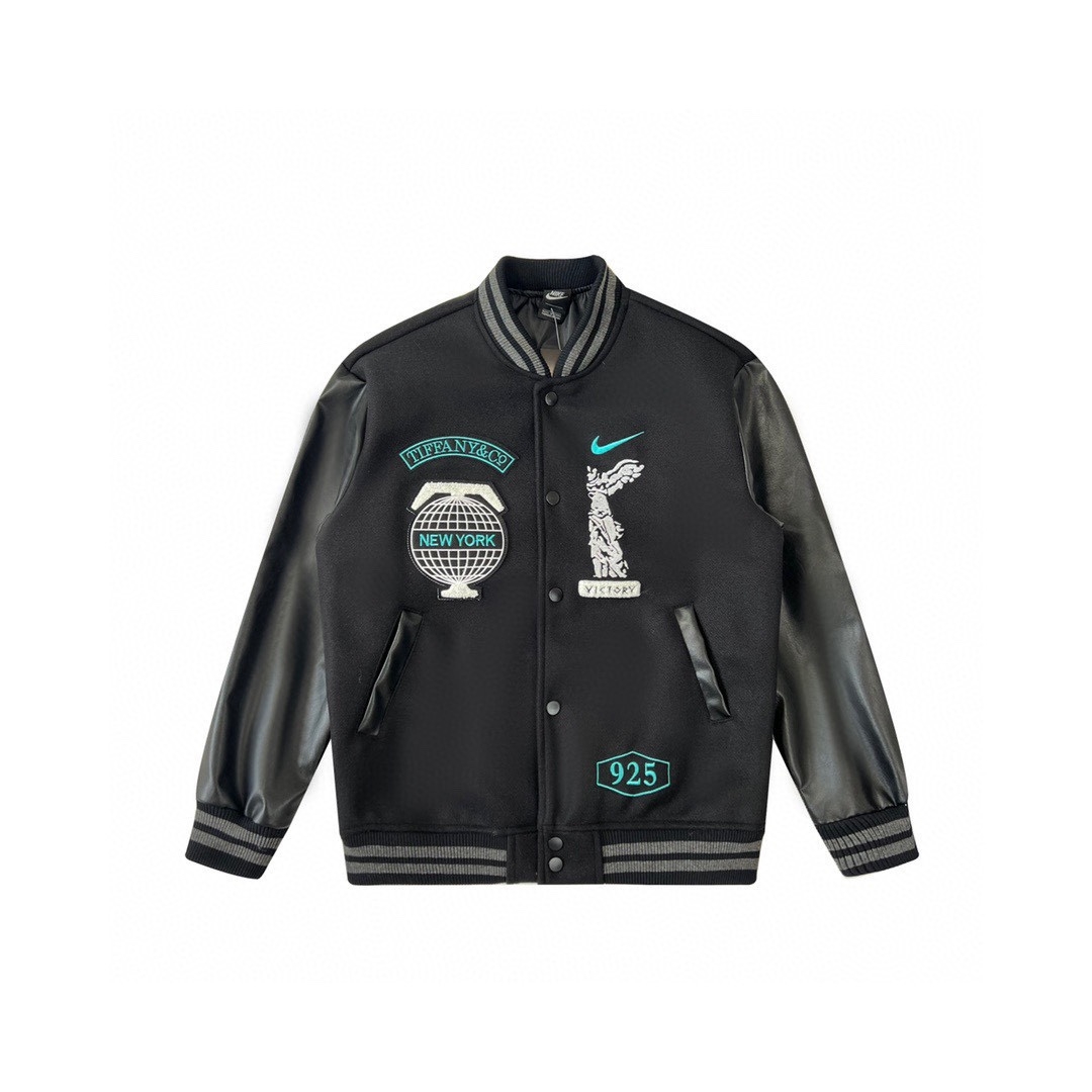 Tiffany And Co Nike Black Varsity Bomber Jacket - EUR FASHION