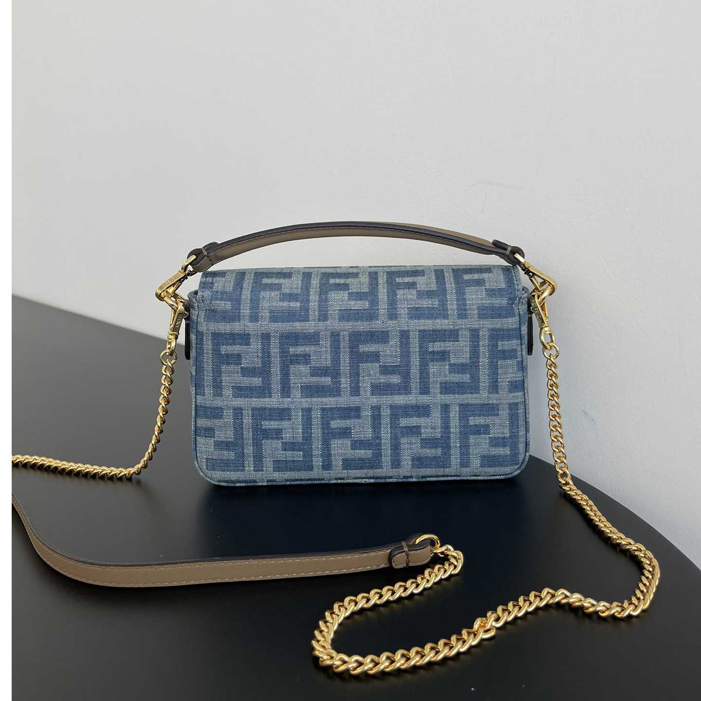Fendi Baguette Mini Light Blue FF Denim Fabric Bag - EUR FASHION