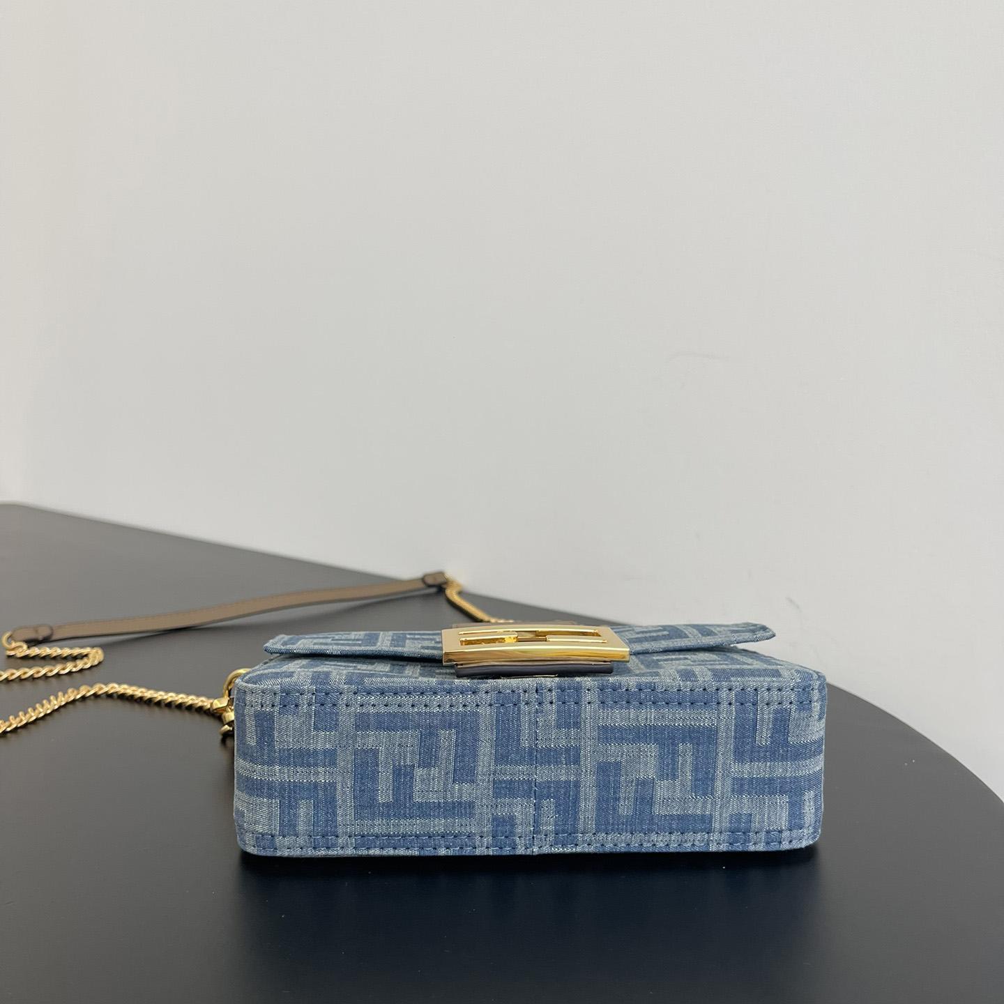 Fendi Baguette Mini Light Blue FF Denim Fabric Bag - EUR FASHION