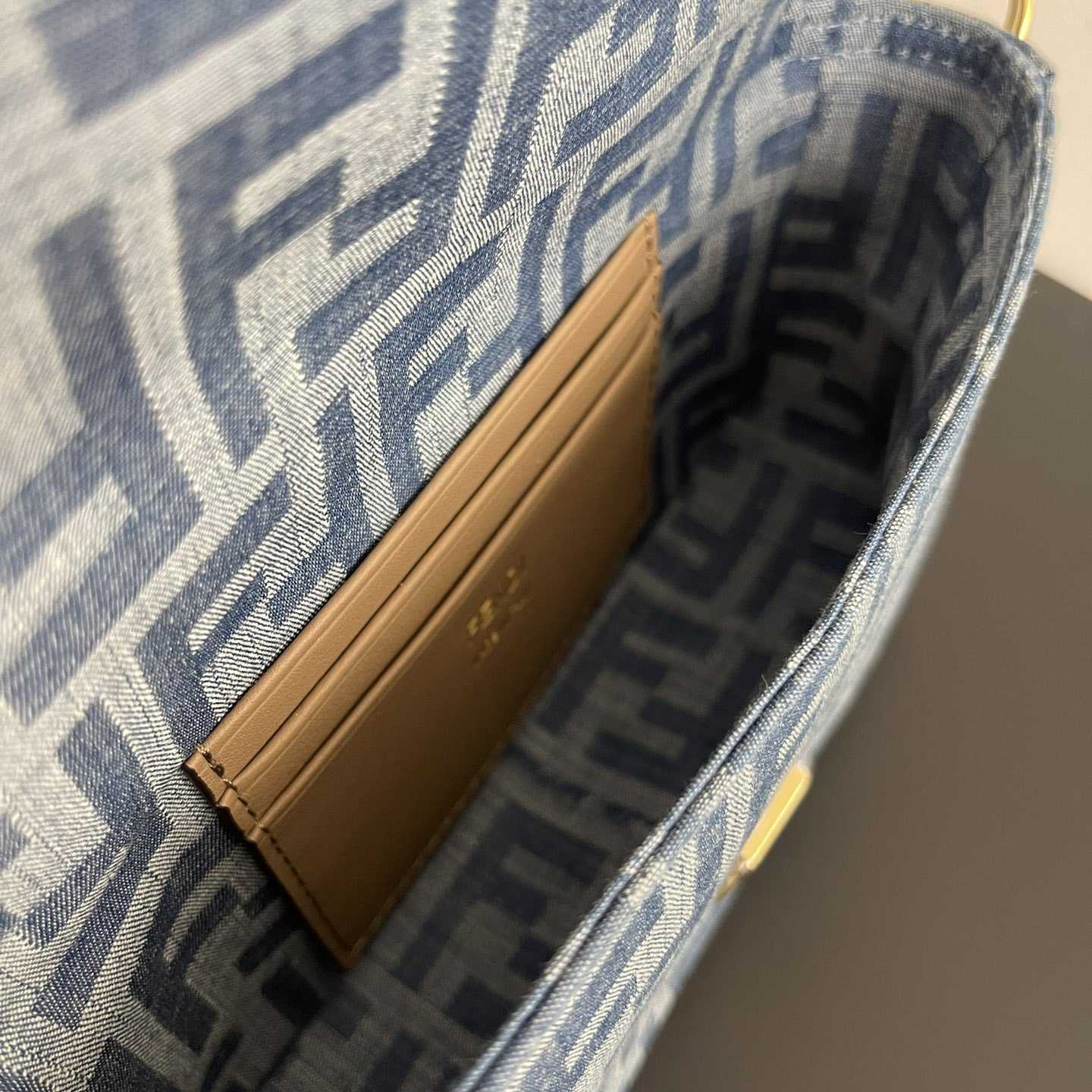 Fendi Baguette Mini Light Blue FF Denim Fabric Bag - EUR FASHION