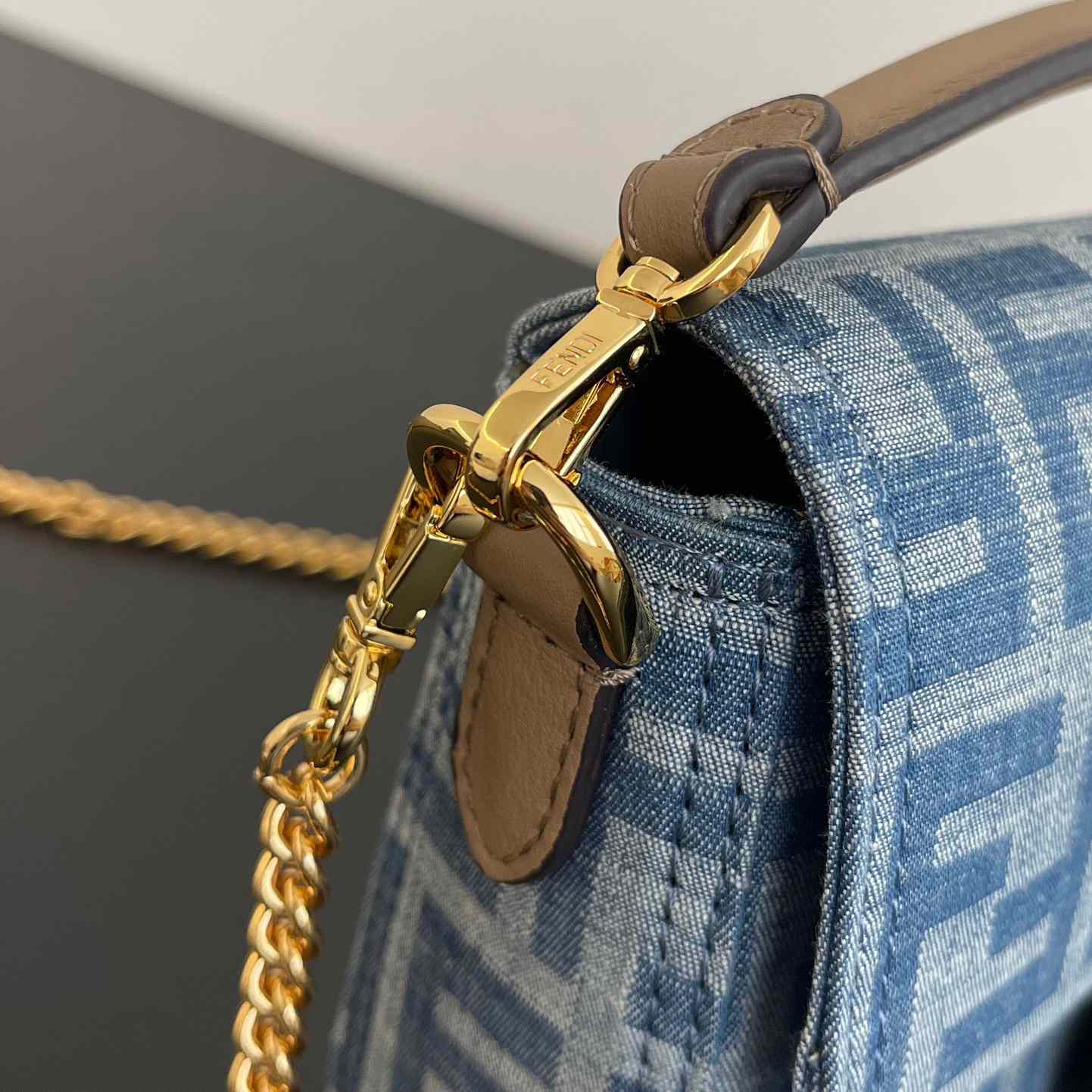 Fendi Baguette Mini Light Blue FF Denim Fabric Bag - EUR FASHION
