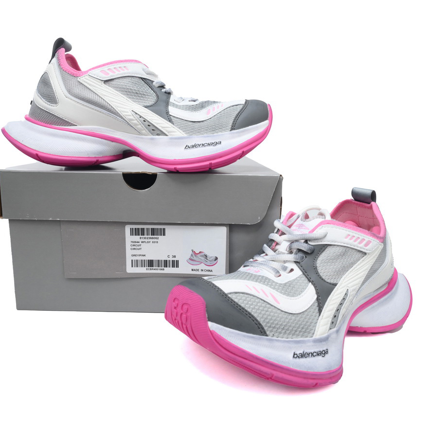 Balenciaga Circuit Sneaker In Grey, White And Pink - EUR FASHION