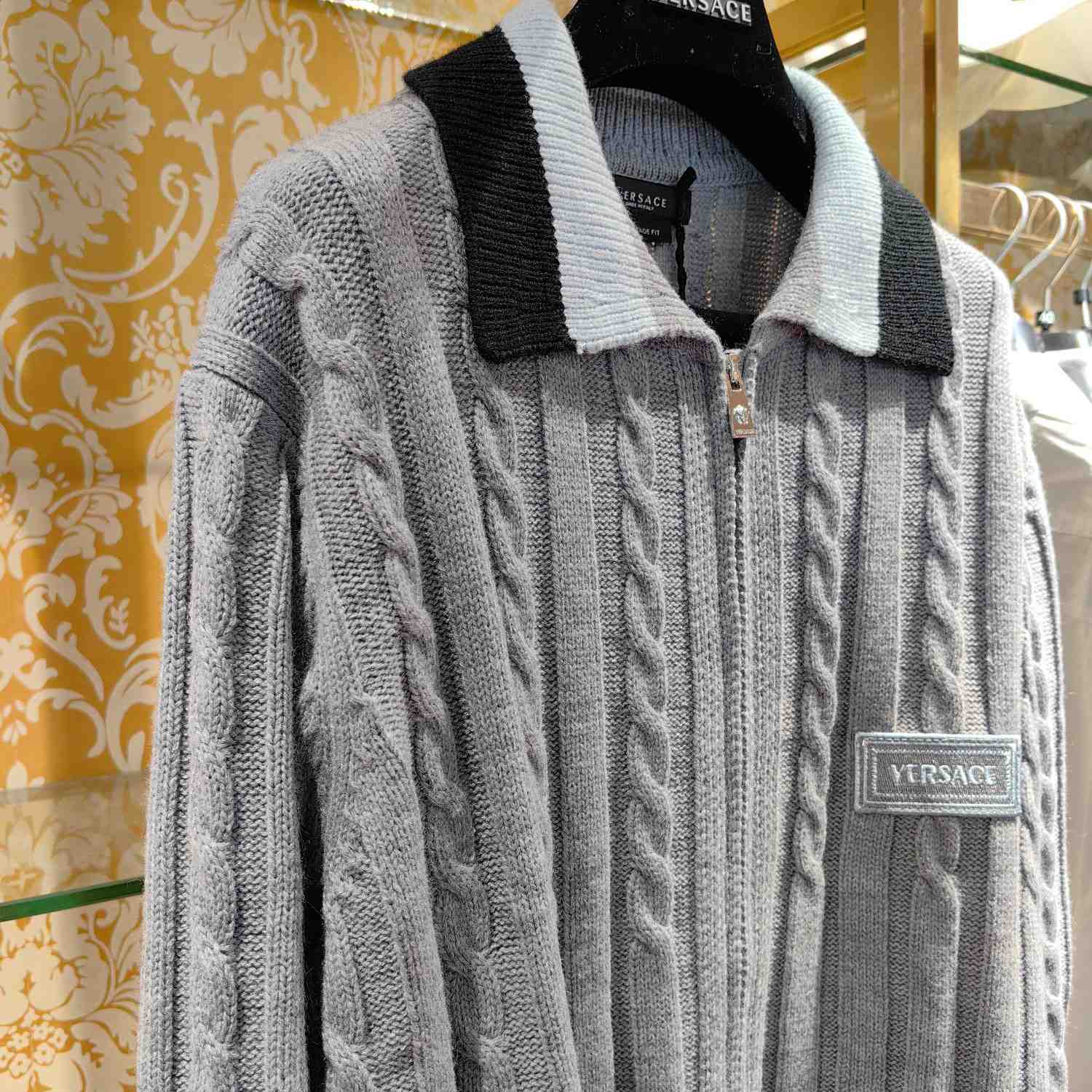 Versace 90s Vintage Logo Knit Zip Jumper - EUR FASHION