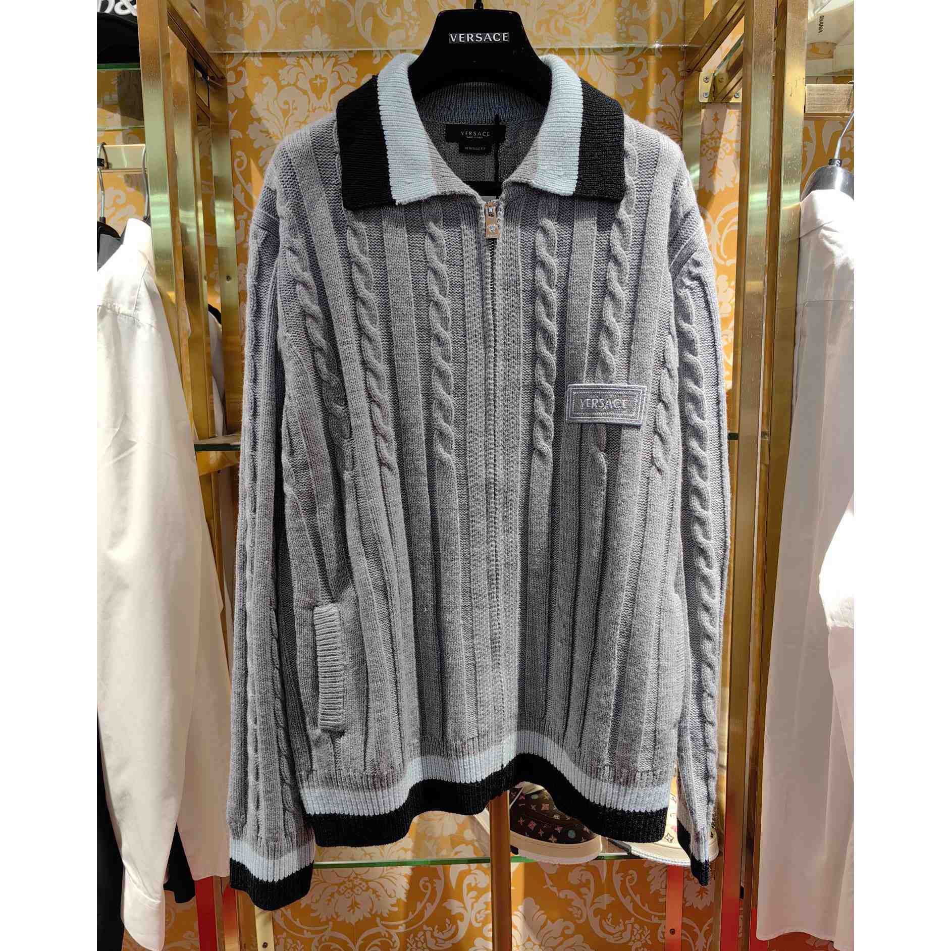 Versace 90s Vintage Logo Knit Zip Jumper - EUR FASHION