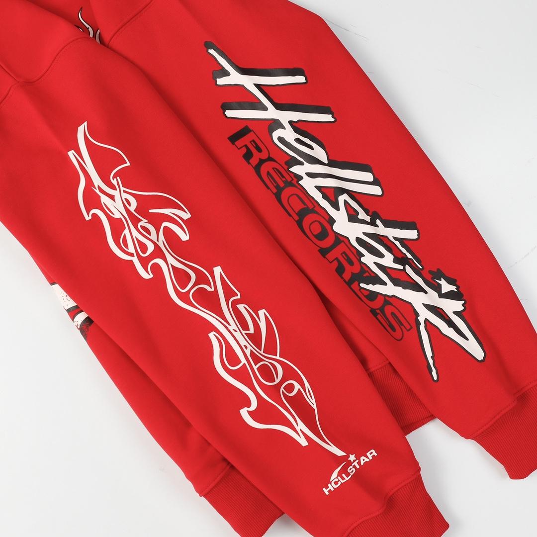Hellstar Records Red Hoodie - EUR FASHION