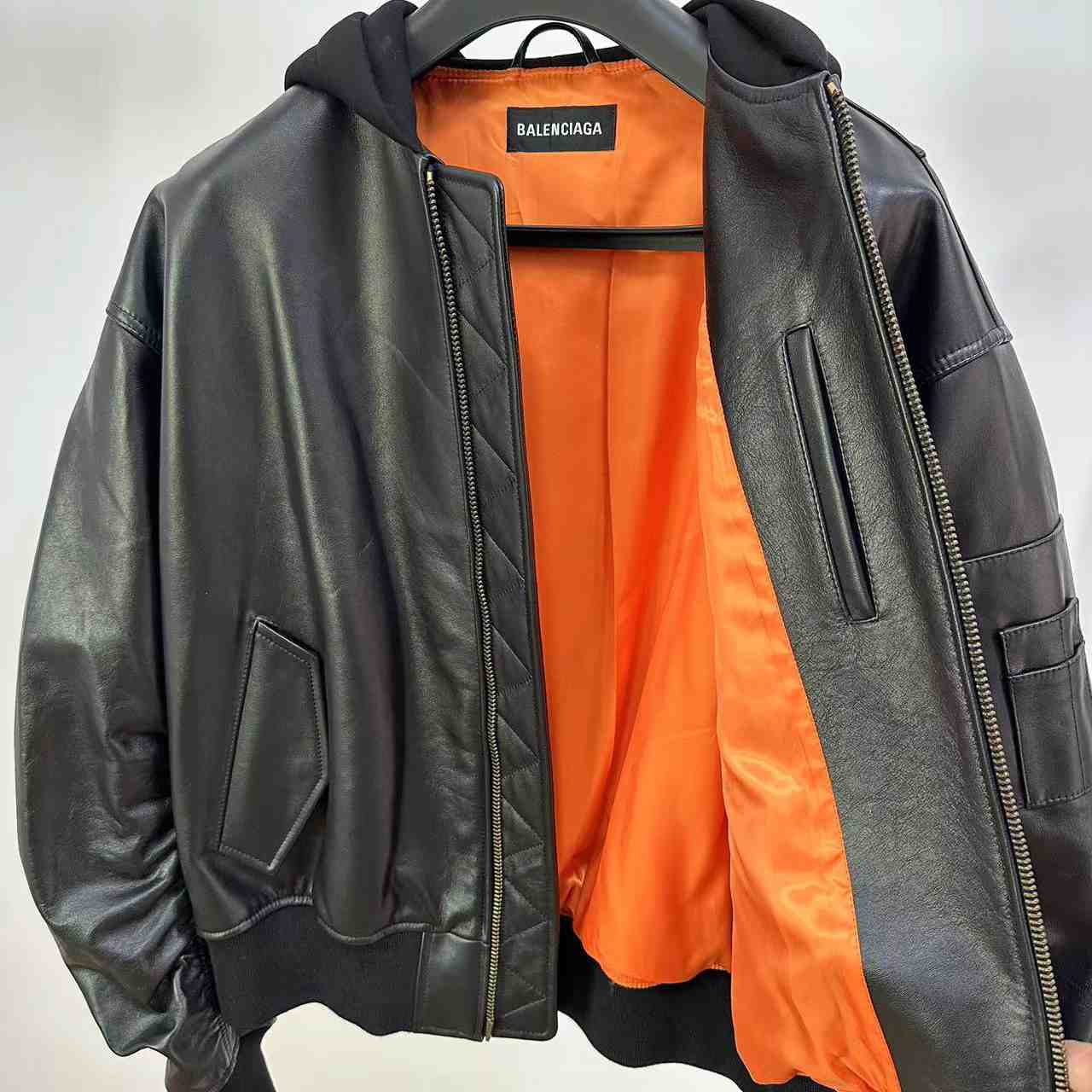 Balenciaga Leather Bomber Jacket - EUR FASHION