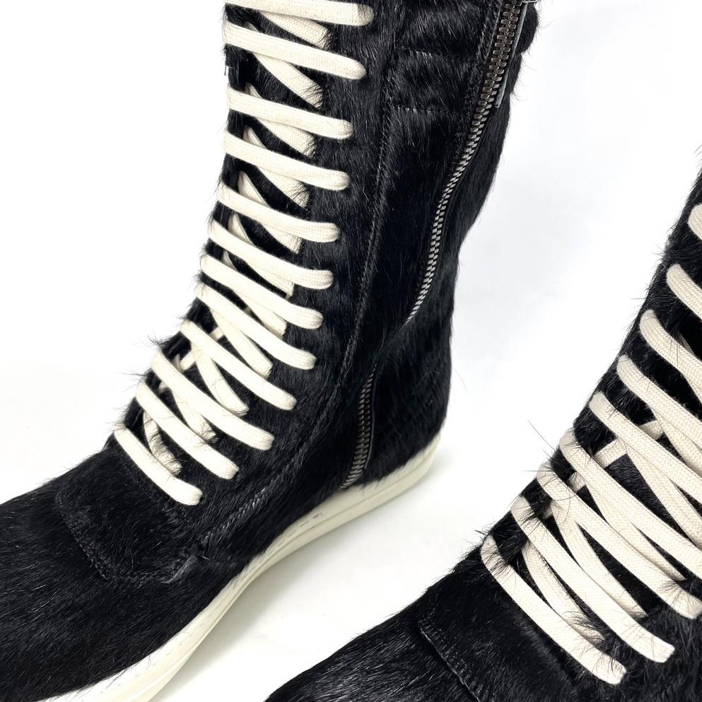 Rick Owens Black Pony Hair Cargobasket - EUR FASHION
