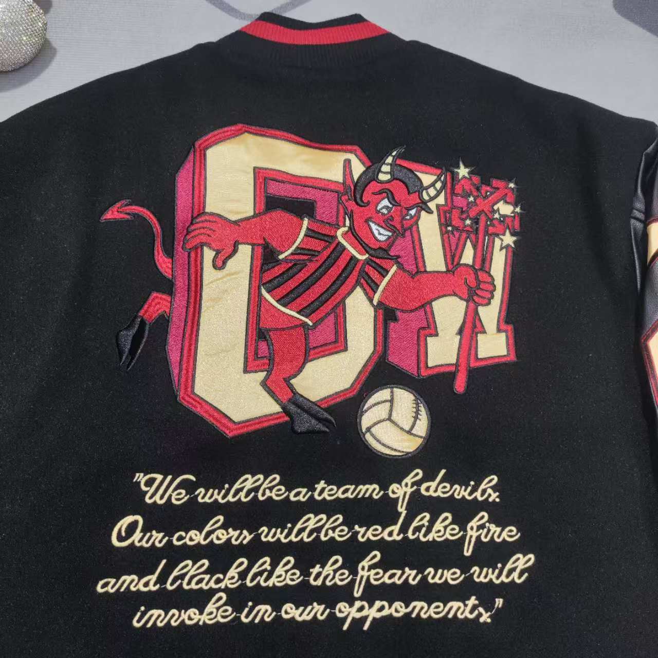 Off-White x Ac Milan 125th Anniversary Embroidered Varsity Jacket - EUR FASHION