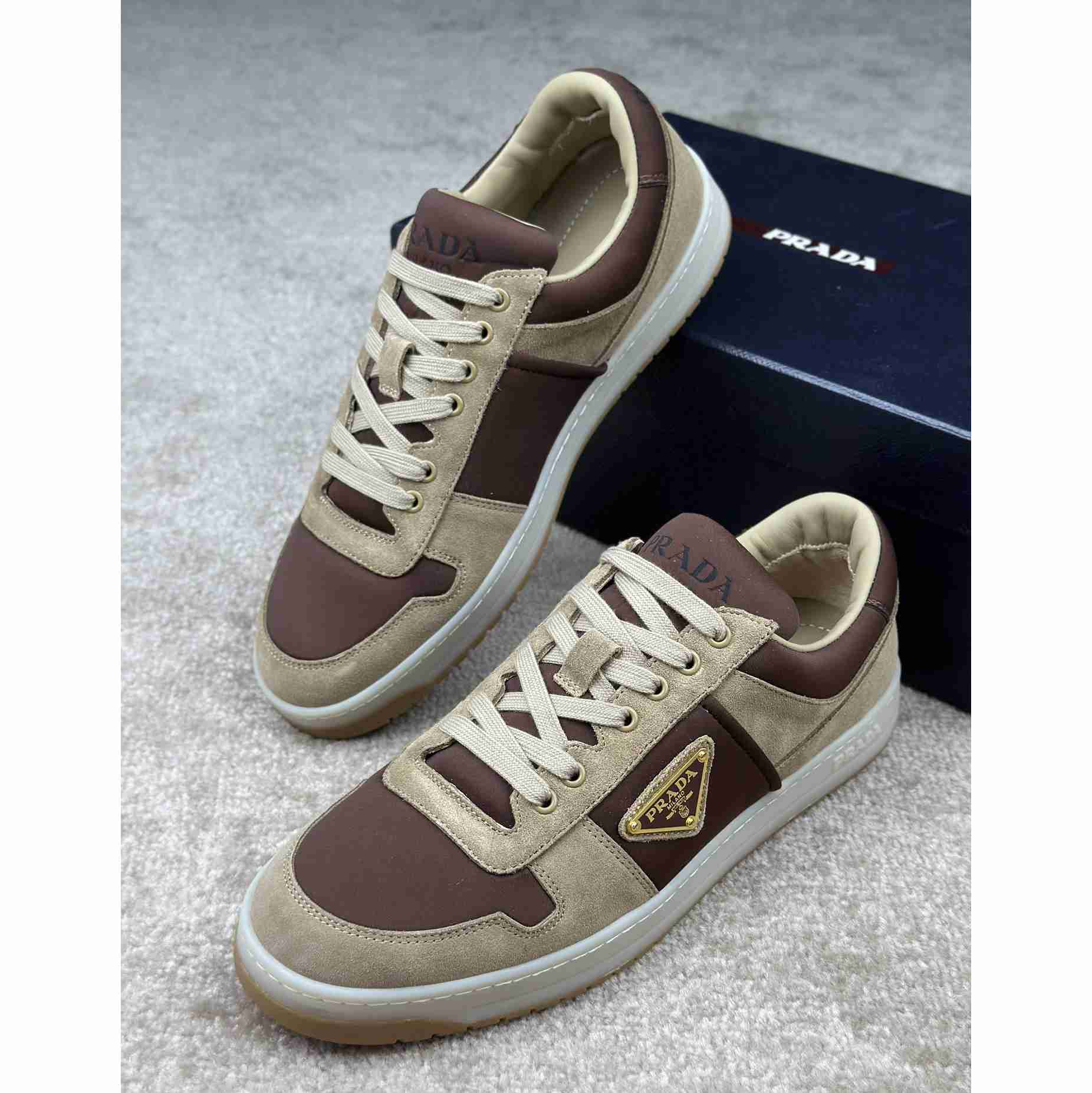 Prada Downtown Suede And Re-Nylon Sneakers - EUR FASHION