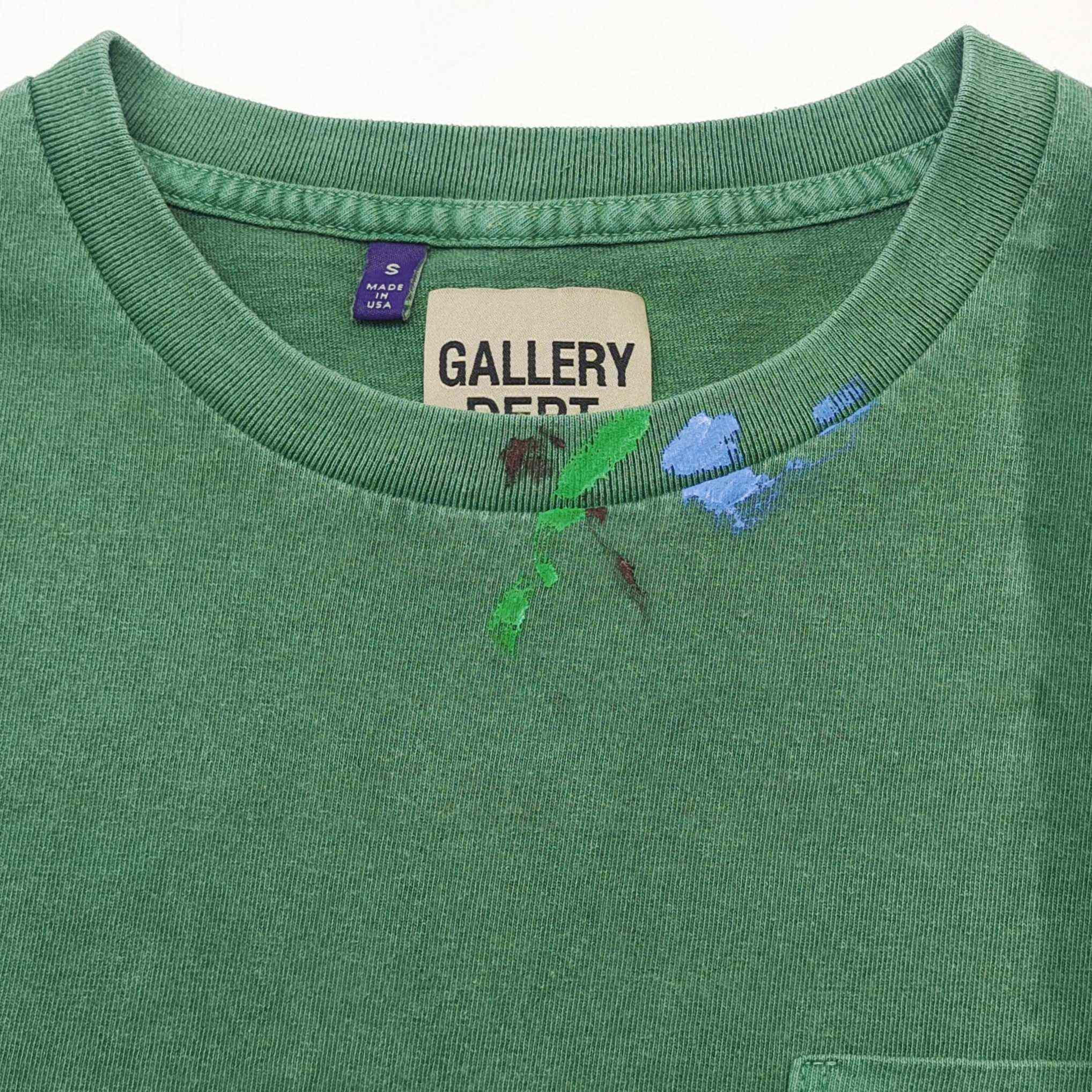 Gallery Dept Vintage Green Paint Splatter Logo T-Shirt - EUR FASHION