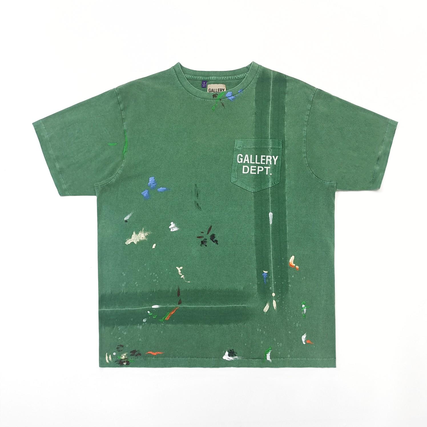 Gallery Dept Vintage Green Paint Splatter Logo T-Shirt - EUR FASHION