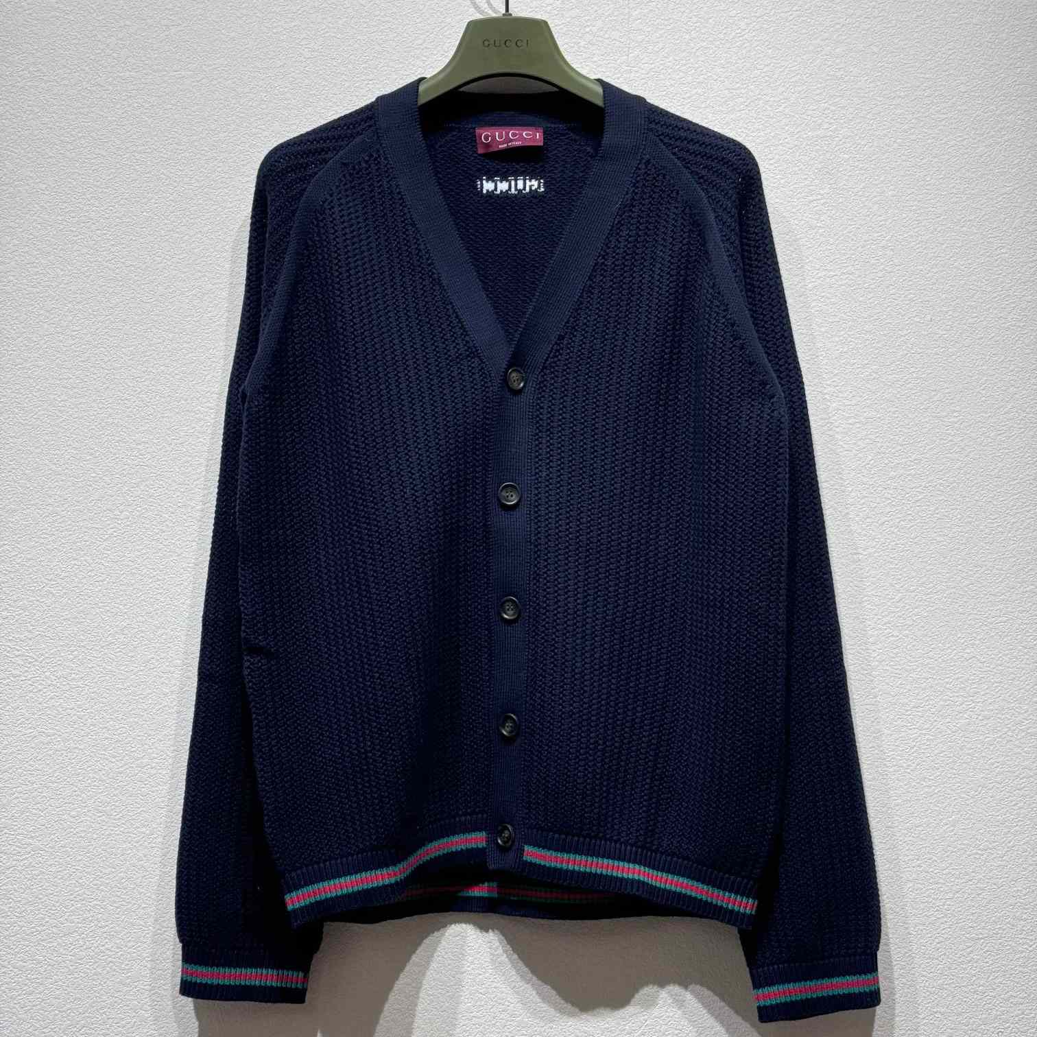 Gucci Ajour Cotton Knit Cardigan With Web - EUR FASHION