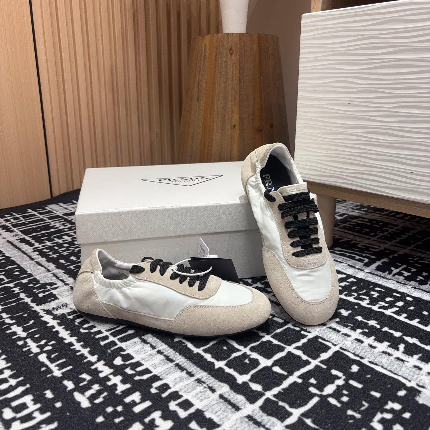 Prada Collapse Re-Nylon And Suede Sneakers - EUR FASHION