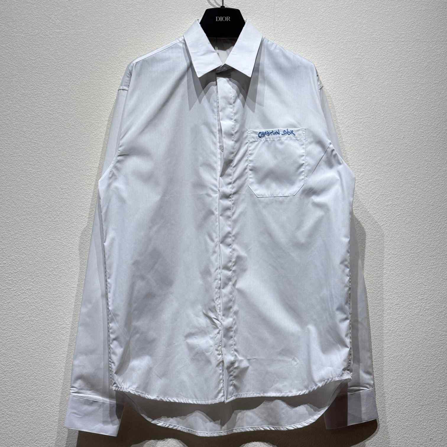 Christian Dior Tag Embroidery Shirt White Cotton Poplin - EUR FASHION