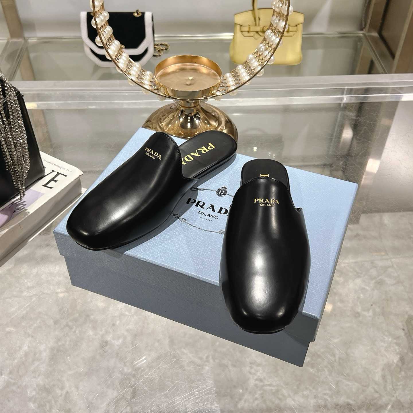 Prada Brushed Leather Slippers - EUR FASHION