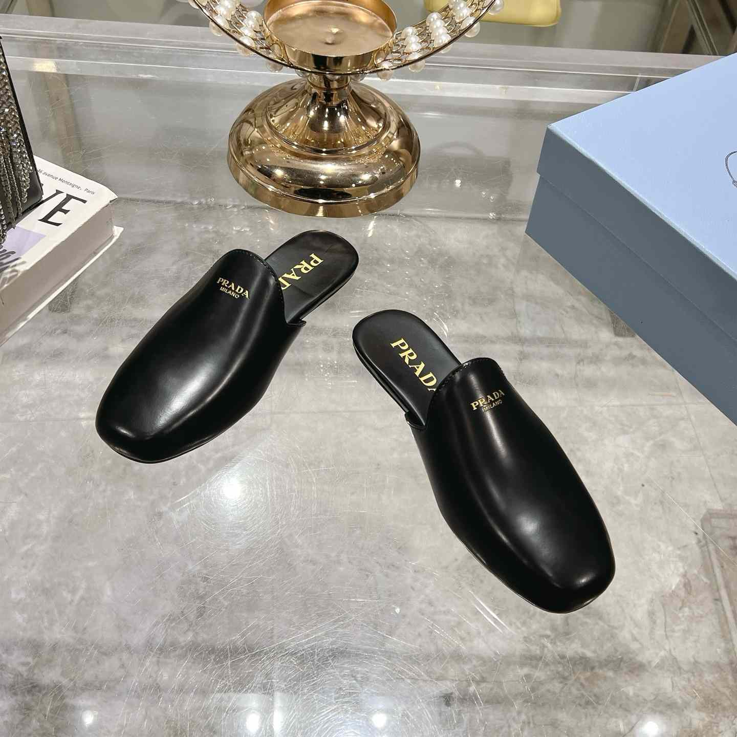 Prada Brushed Leather Slippers - EUR FASHION