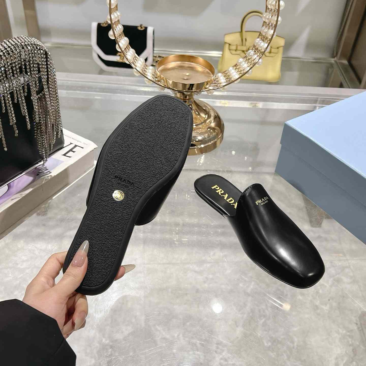 Prada Brushed Leather Slippers - EUR FASHION