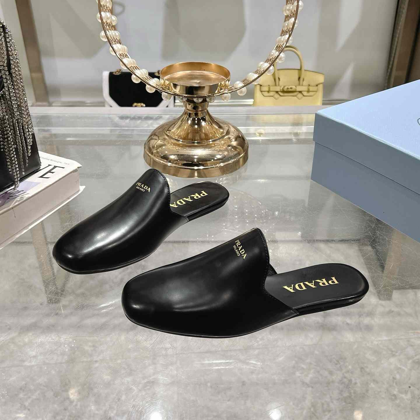 Prada Brushed Leather Slippers - EUR FASHION