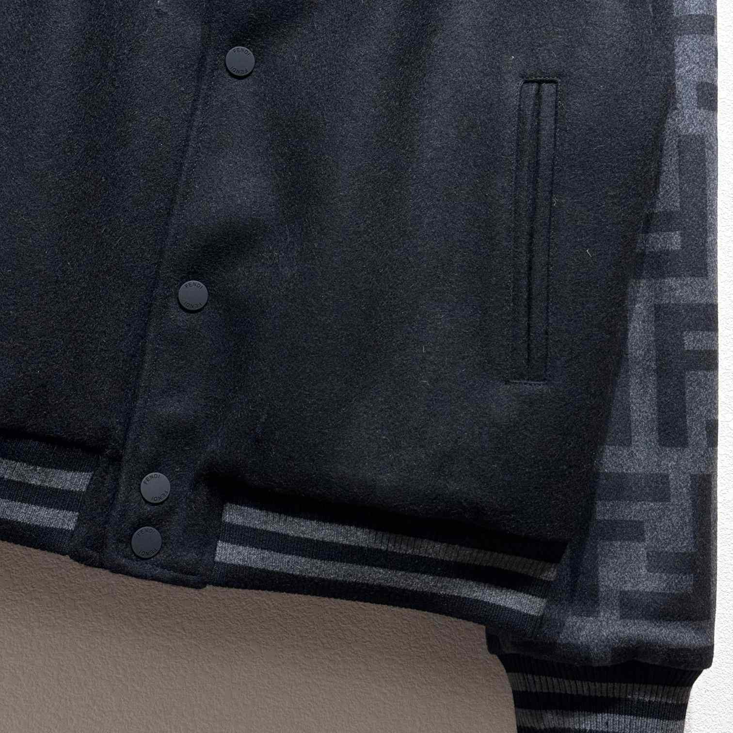 Fendi Black Wool Bomber Jacket - EUR FASHION