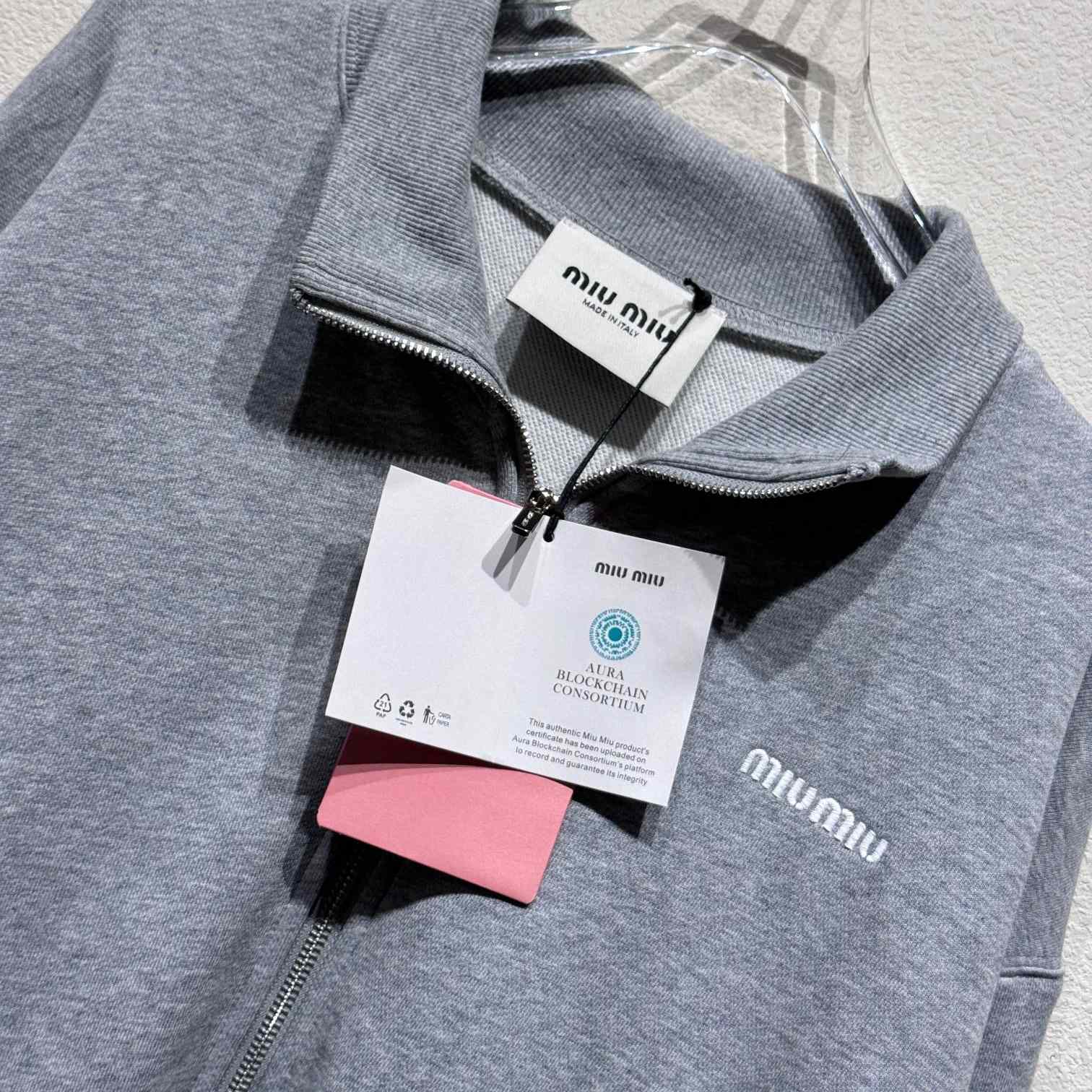 Miu Miu Cotton Fleece Zipper Sweatshirt - EUR FASHION